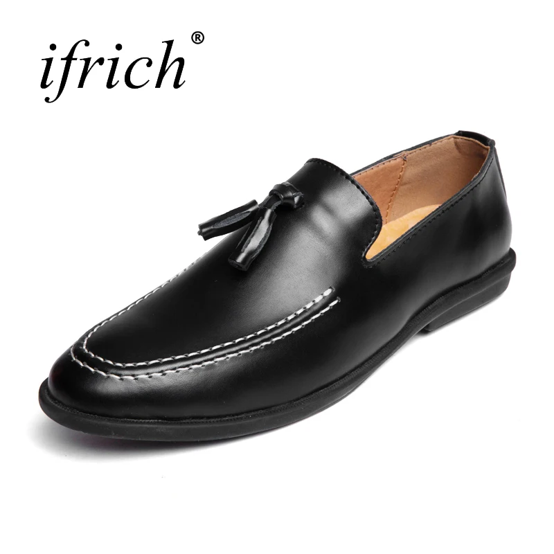 

Man Genuine Leather Fashion Shoes Slip on Black Male Cow Leather Loafers Comfortable Man Casual Luxury Footwear