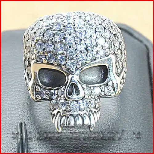2014 Fashion 925 Sterling Silver Japan South Korea Thailand Zircon Vampire Skull Kids Rings With Stone for Boy | Украшения и