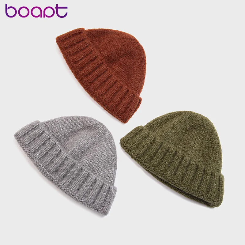 Осенне зимняя теплая вязаная шапка Skullcap повседневная короткая широкая шляпа | Отзывы и видеообзор