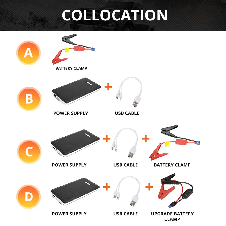 Partol Mini Portable Multifunction Charging Jump Starter Booster 12V 8000MAH Auto Engine Power For Mobile Phones Laptops Cars