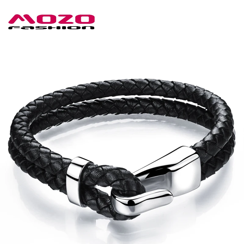 

2015 new fashion jewelry Synthesis leather Black Men Simple hook bracelets Personality gifts for man creative accessories PH979