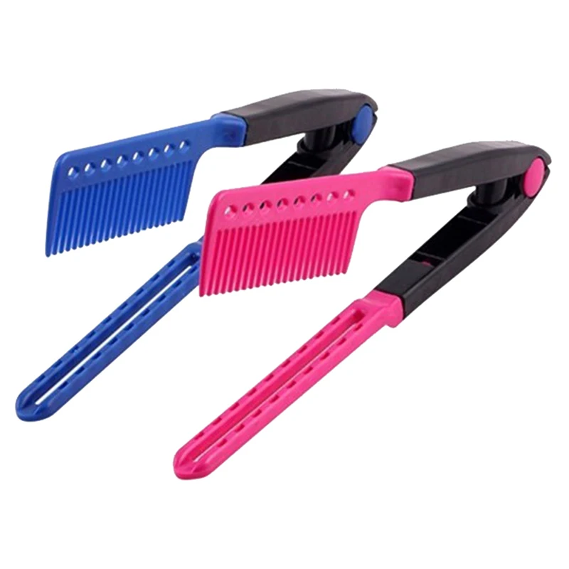 1 pc Washable Folding Hair Straightener Comb V Type DIY Salon Hairdressing Brush Styling Tool Accessories