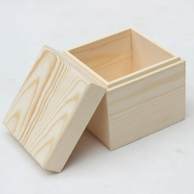 Natural Wooden Square Box With Seperate Lid For Business Dried Good Manual  Packing Box Storage Box 10*10 *10cm - Storage Boxes & Bins - AliExpress