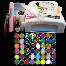 Burano Pro Nail Art UV Gel Kits sets Tools 36w UV lamp Brush Tips Glue Acrylic Powder Set #004 manicure set