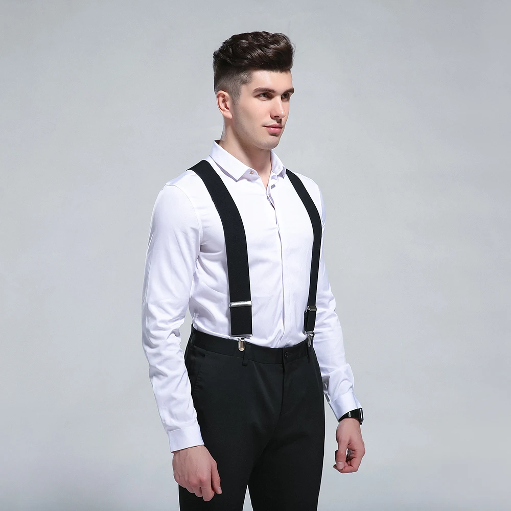 Бесплатная доставка 2018 новый мужской моды 50 мм широкий X-Форма эластичные черные подтяжки для мужские