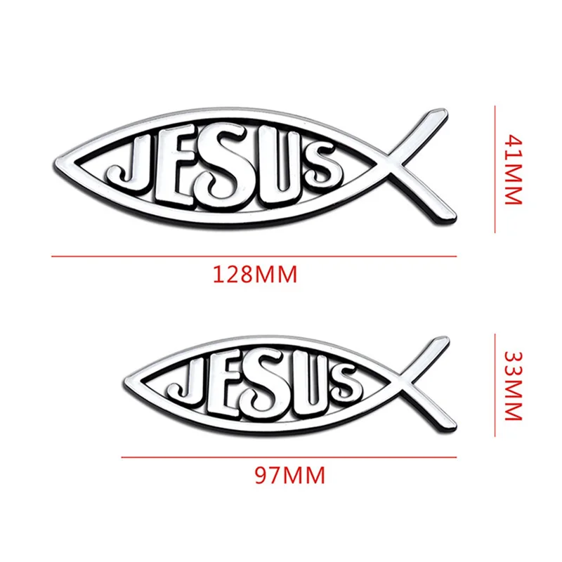 

Jesus Automotive Emblem Car Auto Foil Chrome 3d Sticker Logo Badge Christian Fish with word