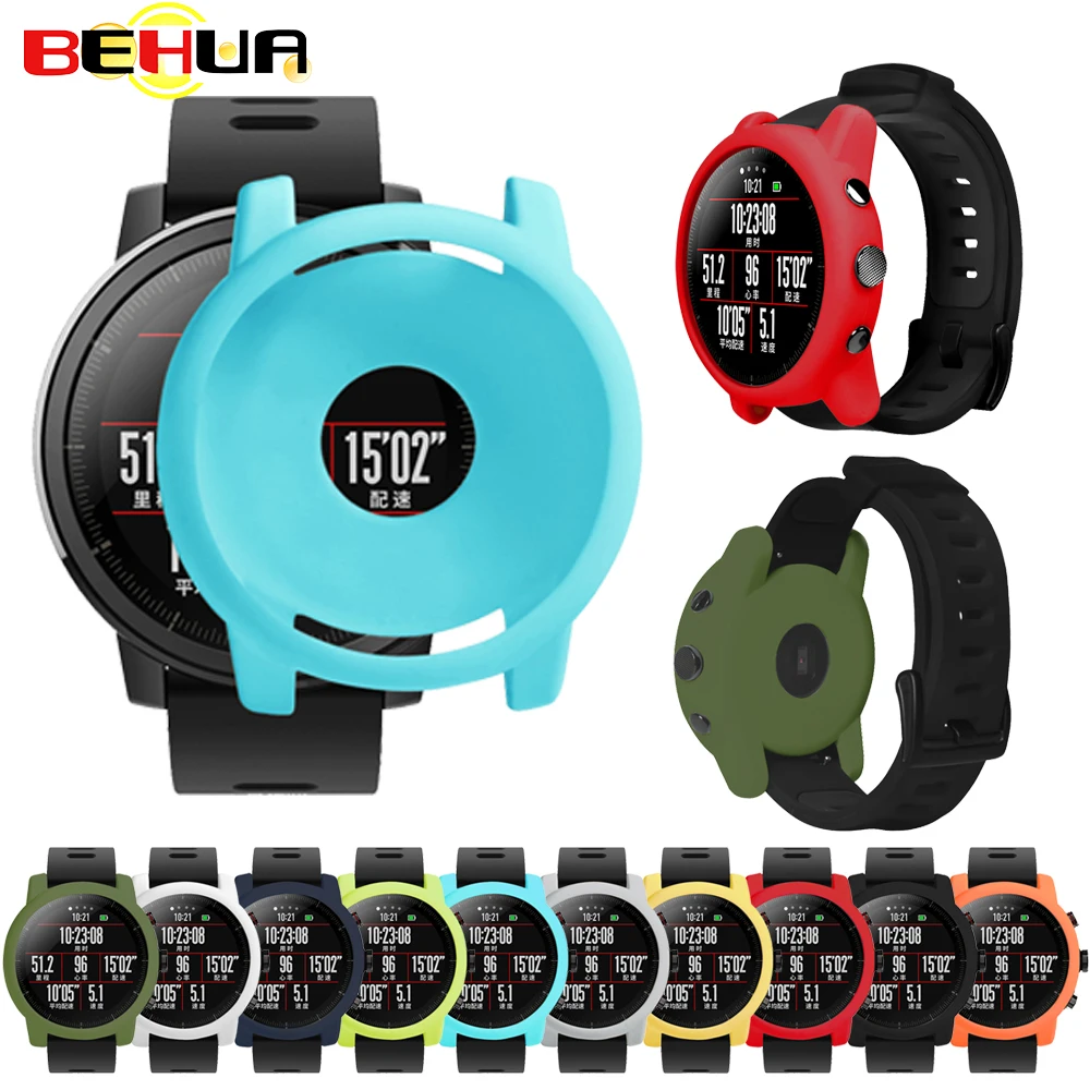Защитный чехол для Xiaomi Huami Amazfit 2/2S Stratos с полной рамкой мягкий силиконовый