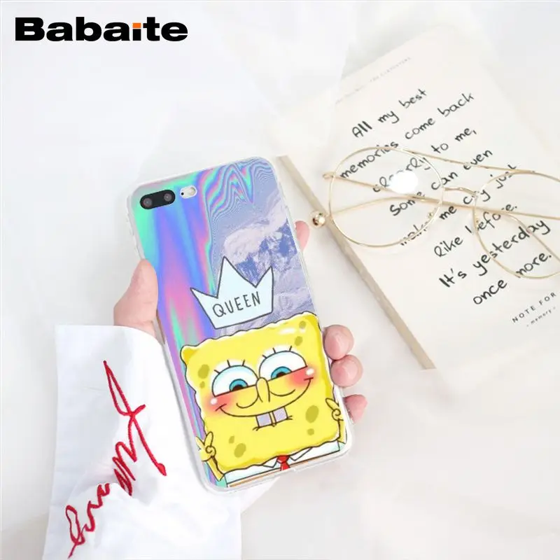 Babaite SpongeBob SquarePants Sponge Bob Phone Case for iPhone 6S 6plus 7 7plus 8 8Plus X Xs MAX 5 5S XR 10