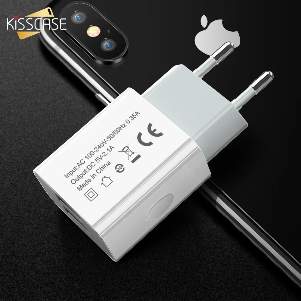 

KISSCASE 5V 2.1A USB Charger For Samsung S10 Fast Charging Wall Charger EU Adapter For iPhone Xiaomi Huawei Mobile Phone Charger
