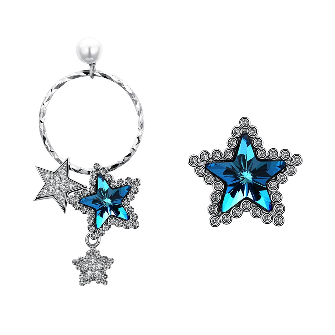 LEKANI Crystals from Swarovski Element Star Pattern Stud Earrings Earring 925 Sterling Silver
