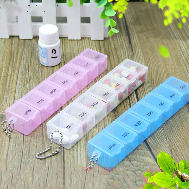 

2 PCS Random Color 7 Days Weekly Tablet Pill Medicine Box Holder Storage Organizer Container Case Pill Box Splitters