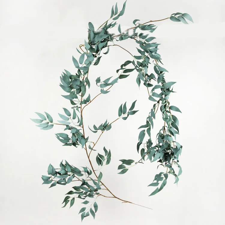 Искусственные Поддельные эвкалипта гирлянда длинный листик растения зелень листва ива растение с зелеными листьями домашний декор Шелковый цветок