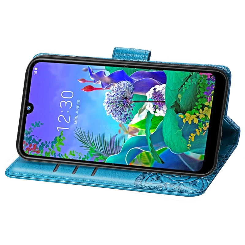 Кожаный бумажник для Coque LG Q60 чехол кошелек кожаный книжка с бабочкой LGQ60
