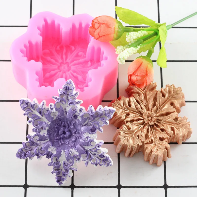 

Christmas Snowflake Craft Soap Silicone Mould Resin Clay Candle Moulds Fondant Cake Decorating Tools Chocolate Gumpaste Molds