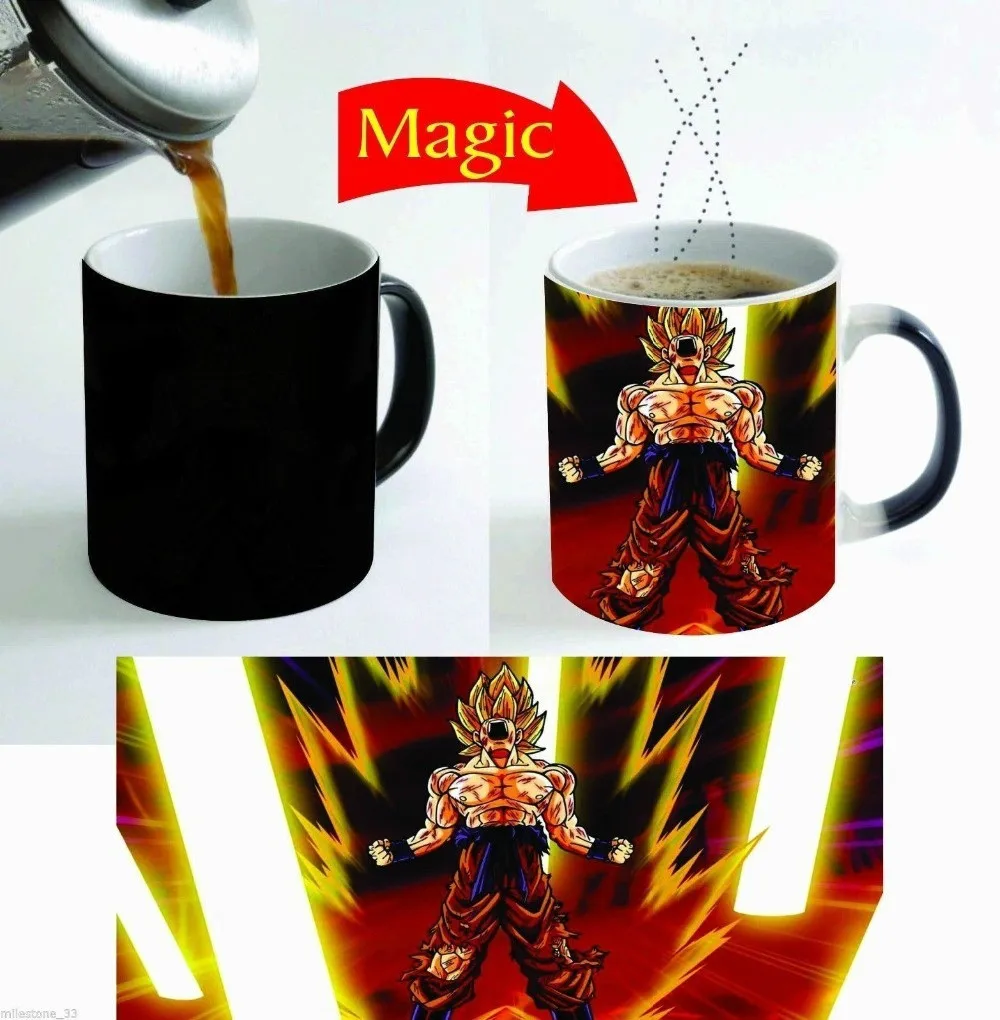 

Goku Mugs Dragon Ball Z Mug Heat Sensitive Mug Coffee Transforming Heat Reveal Ceramic Porcelain Tea Cups