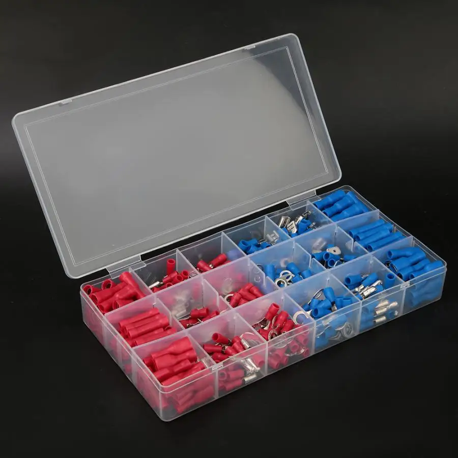 

200/300/360pcs Electrical Wire Connectors Assorted Spade Crimp Terminals Set Insulated Electrical Wiring Connector Kit