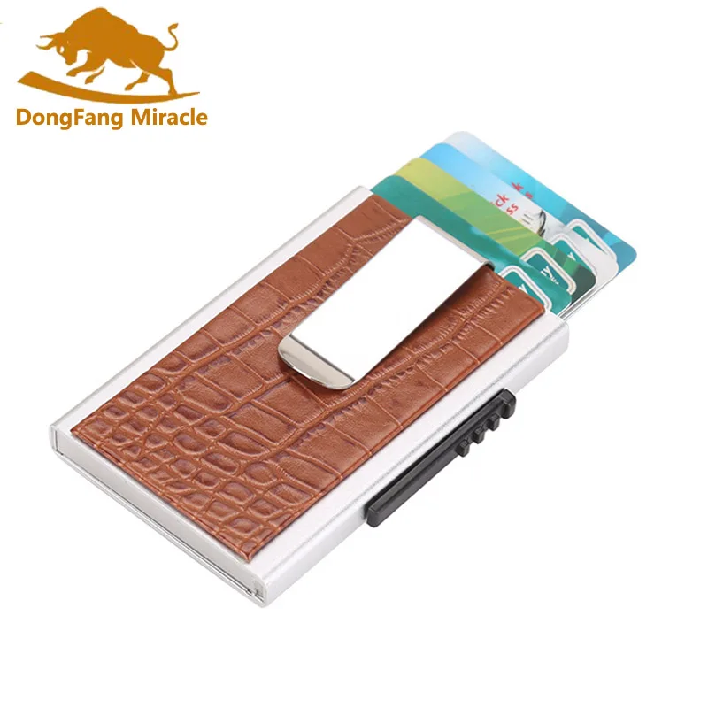 

Automatically eject Credit Card Holder Solid Color Metal Bank Credit Card Package Business Card Holder Case Cartridge