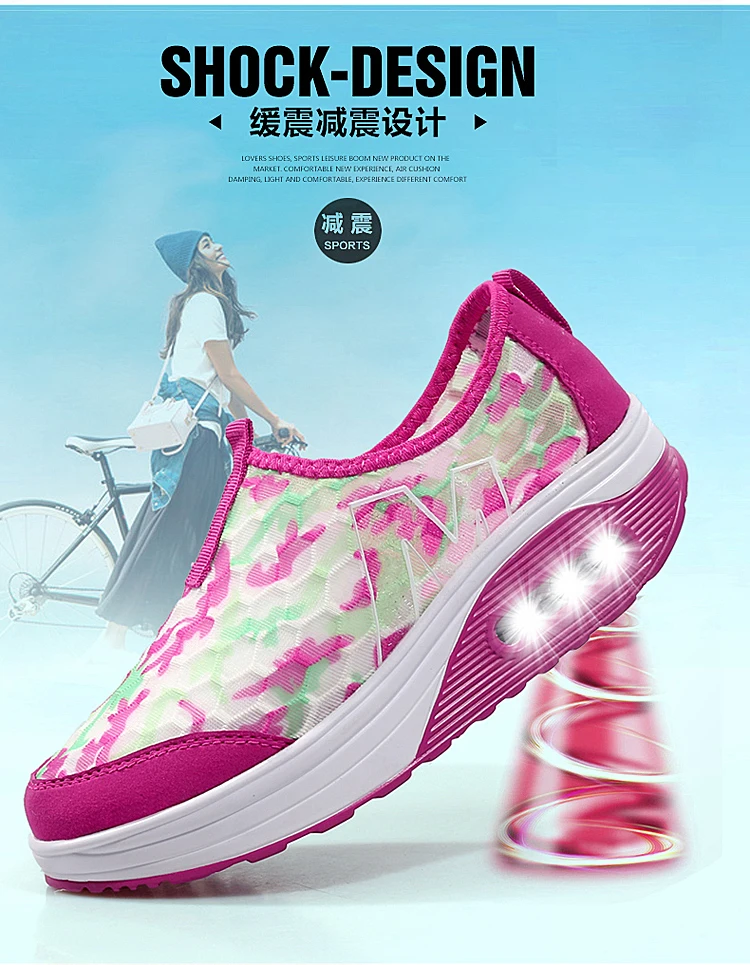 Летняя женская обувь для похудения; кроссовки; женская дышащая обувь с перфорацией; обувь на платформе для фитнеса; спортивная обувь с воздушной подушкой
