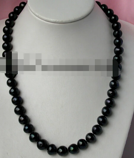 

Hot sell Noble- FREE SHIPPING>>>@@ AS4907 12-14mm round Tahitian black freshwater pearl necklace silver 21INCH