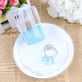 

free shipping 50pcs "with this ring" zinc alloy "something blue" blue crystal keyring favors and gifts, cheap wedding souvenirs