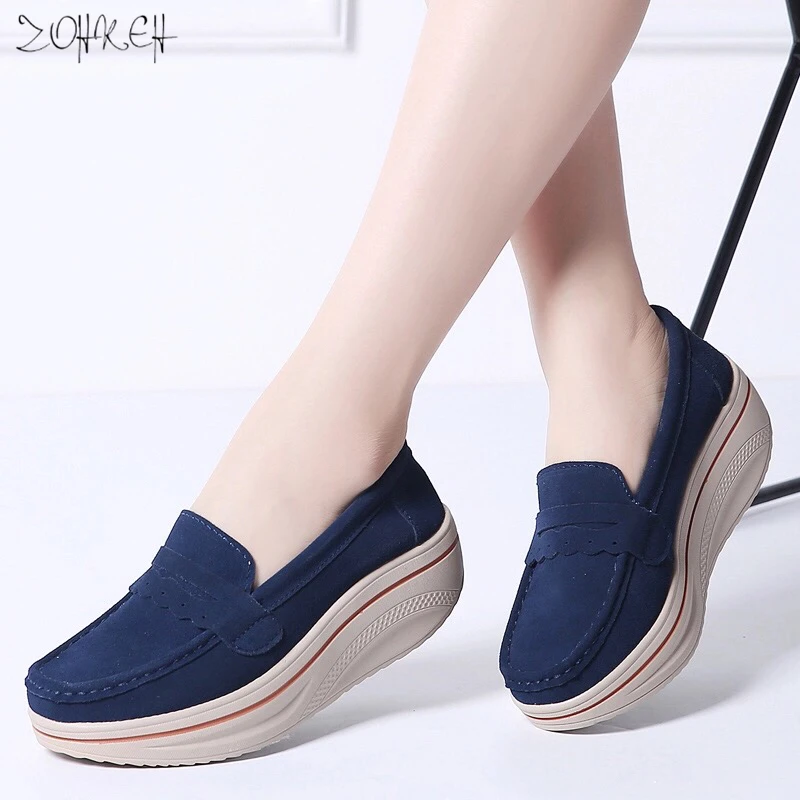 

2019 Women Flat Platform Shoes Woman Autumn Casual Flats Shoes Women New Slip On Solid Women's Moccasins Creepers Ladies Shoes