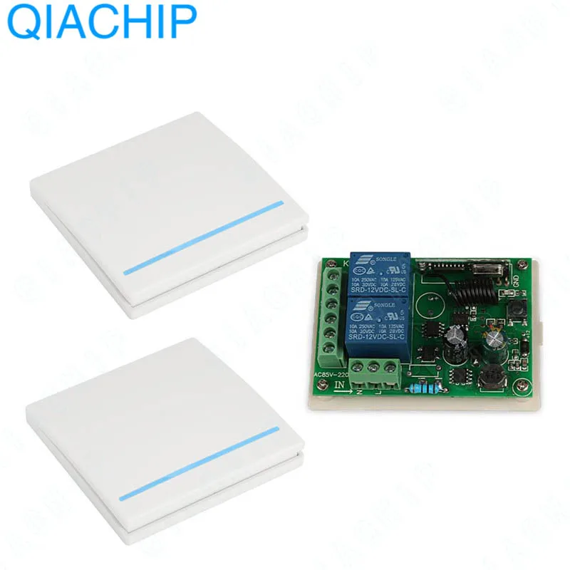 

Universal Wireless 433 MHz Remote Control Switch AC 110V 220V 2 CH Relay Receiver Module + Wall Panel RF Remote Controls