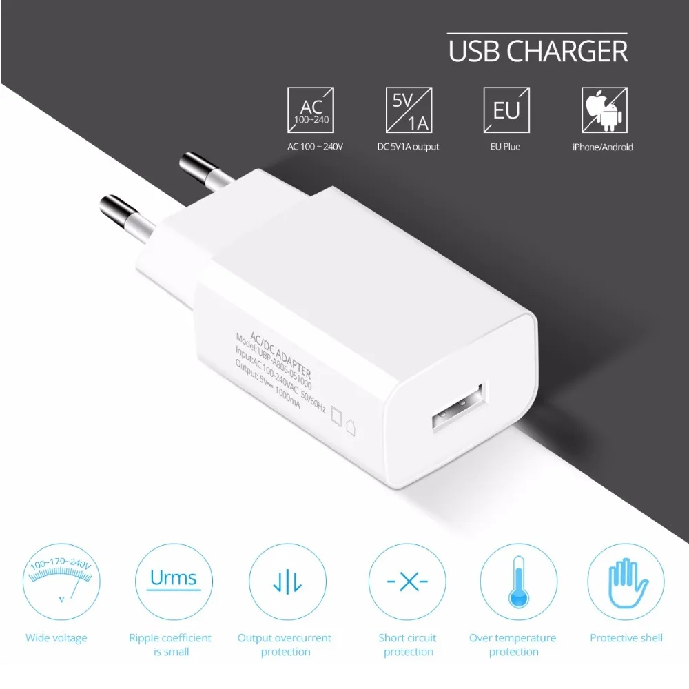 ANKNDO 5v 1a USB зарядное устройство Универсальное для телефона безопасный корпус AC/DC