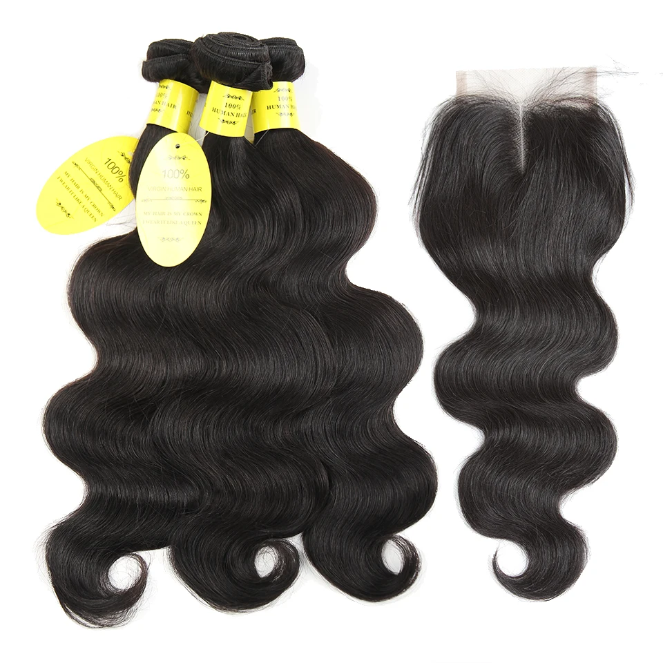 Queen like Hair Products Brazilian Body Wave Lace Closure Non Remy Weft Hair Weave 3 Bundles Human Hair Bundles With Closure brazilian-body-wave-hair-bundles-with-closure