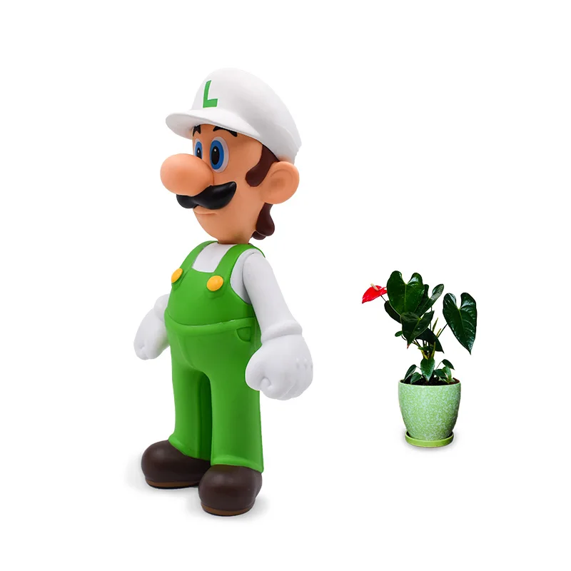 23 cm Anime Figura Super Mario Bros  Luigi White Hat PVC Action Figure Doll Collectible Model Baby Toy Christmas Gift For Kids