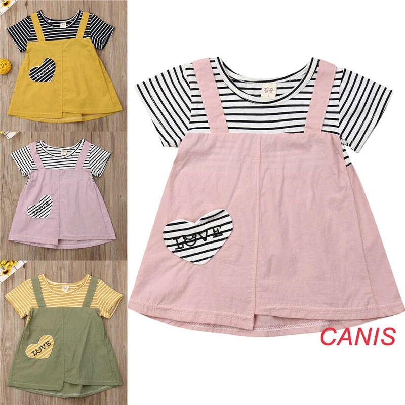 Patchwork Baby Girl Dress Sweet Striped Summer Bab