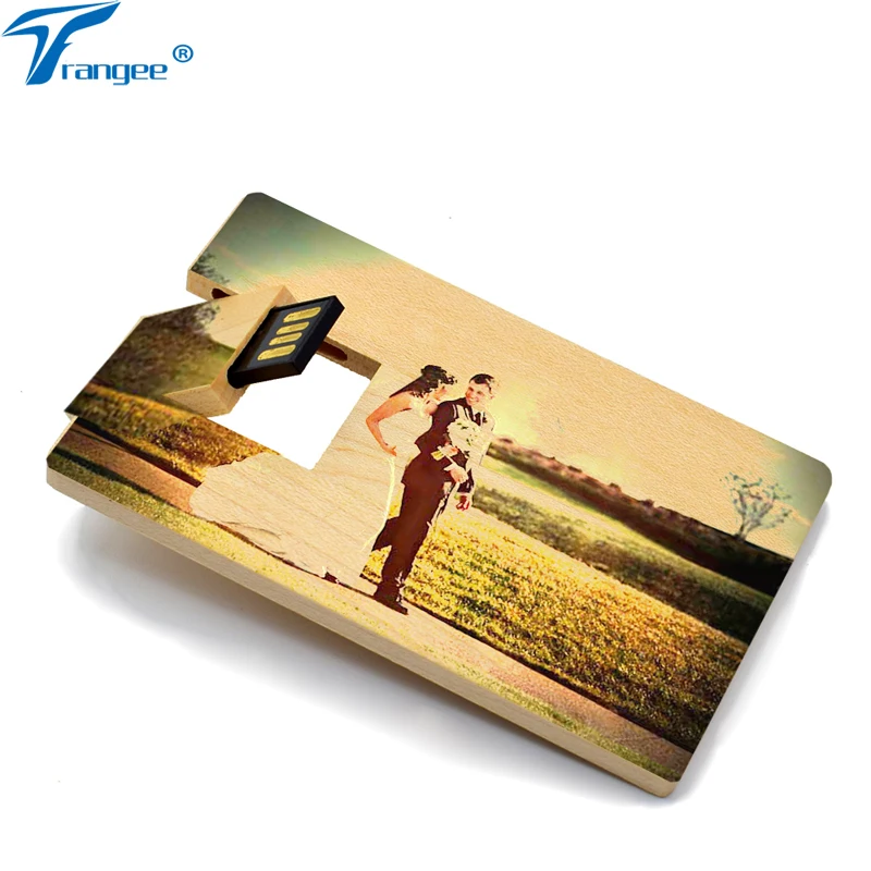 

Trangee Wood Credit Card USB flash drive 4GB 8GB 16GB 32GB USB 2.0 Pendrive Wedding Photo/Picture Color Printing gifts Pen Drive