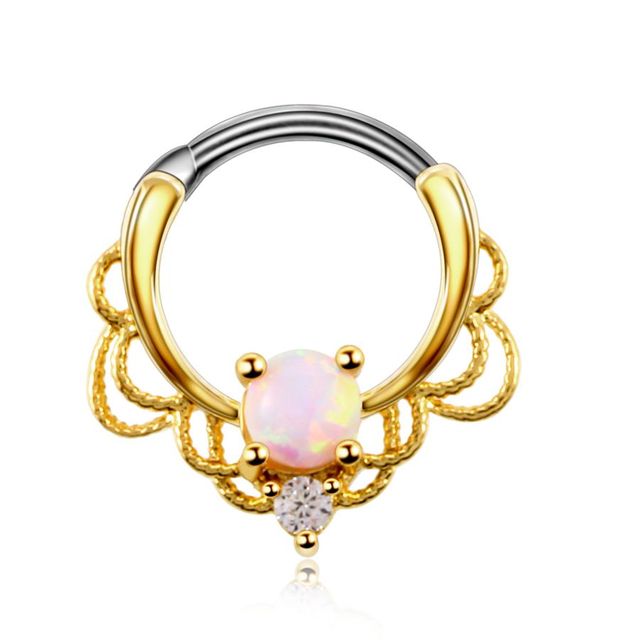 Copper Nose Hoop Septum Rings Crystal Ear Helix Clicker Piercings CZ Cartilage Daith Rook Earring Tragus Piercings Jewelry