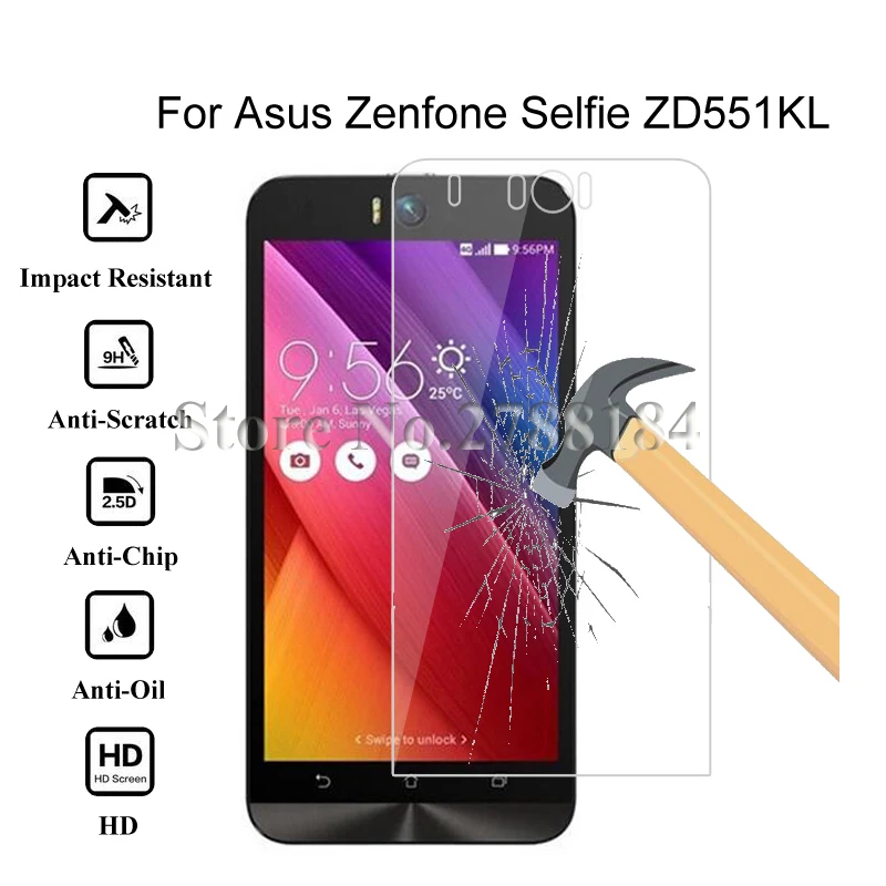 2 шт 0,26 мм 9H Премиум Закаленное стекло для Asus Zenfone Selfie ZD551KL 5,5 дюймов защитная пленка, стекло