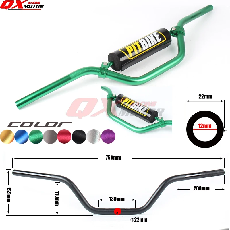 Зеленая 7075 алюминиевая ручка на руль мотоцикла для KAYO Apollo ESB IRBIS TTR CRF KLX 50 160cc MX мини