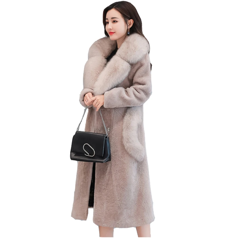 

Uanloe Winter New Woollen Fur Overcoat Woman Wool Cotton-padded Long Fund Coat Windbreaker Women Large Sizes 3xl