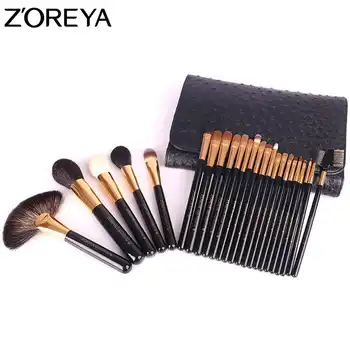 ZOREYA Brand Sable Hair 24pcs Makeup Brushes Set Professional As Make Up Tool For Beauty Woman Cosmetic Brush With Cosmetic Bag