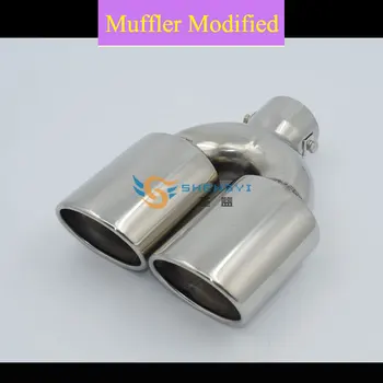 

High Quality!Universal Type of Car Rear Stainless Steel Double Out Exhaust Muffler Tips with Circular Mouth for All Cars--HJ3011