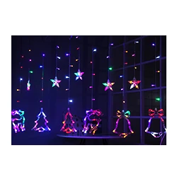 Деревянный светильник 3 м 12LED для праздничной вечеринки, декоративный светильник на окно для рождественской вечеринки, светильник-Гирлянда для занавесок, светильник со звездами/колокольчиком/оленем/деревом, уличный светильник - Испускаемый цвет: Colorful