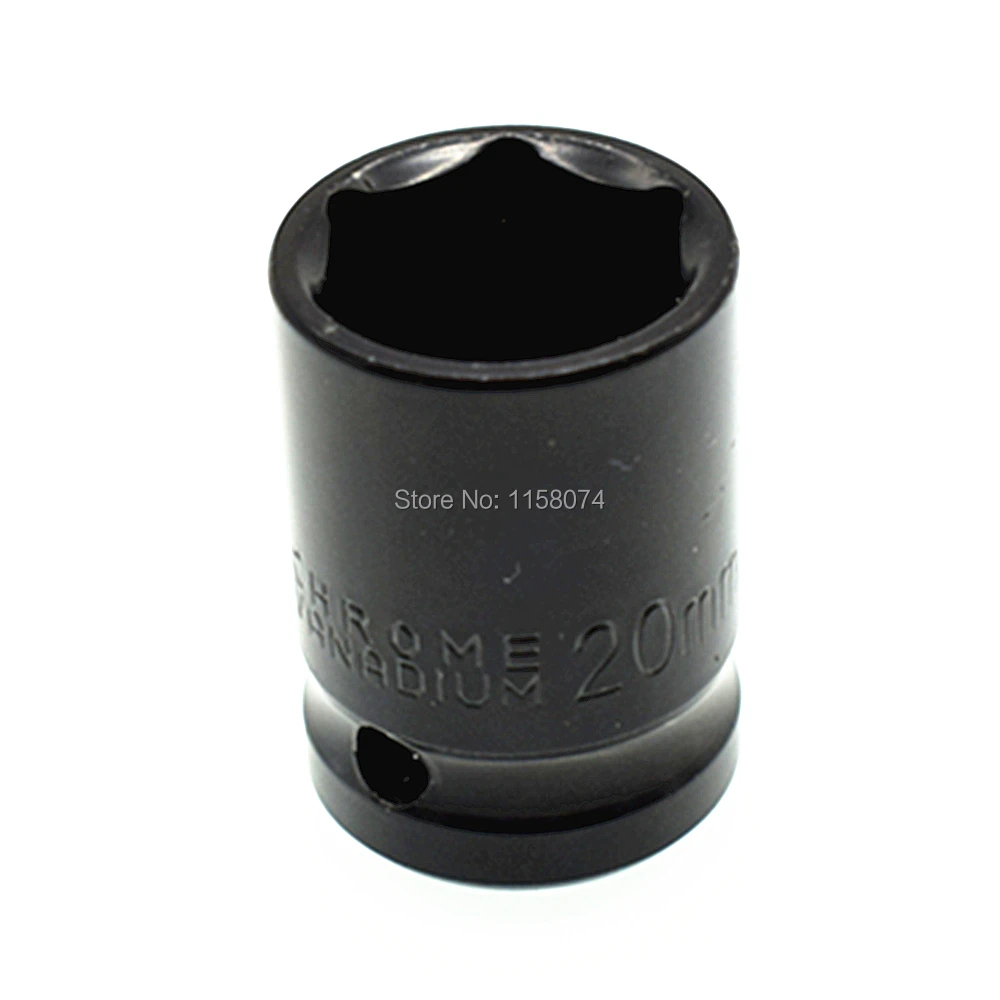 Impact Socket 1/2 Inch Shallow Square Drive 20mm 6 Point Metric Wrench Socket Chrome Vanadium Steel Air Tools
