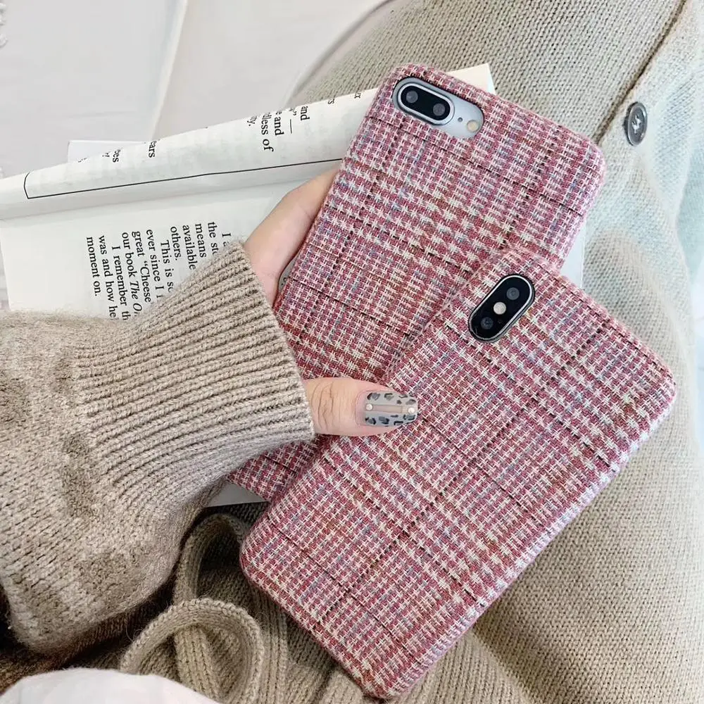

For iPhone 11 Pro Max XR X XS 8 7 6 6S Plus Cover Checks Checker Plaid Stripes Fashion Fabric Case