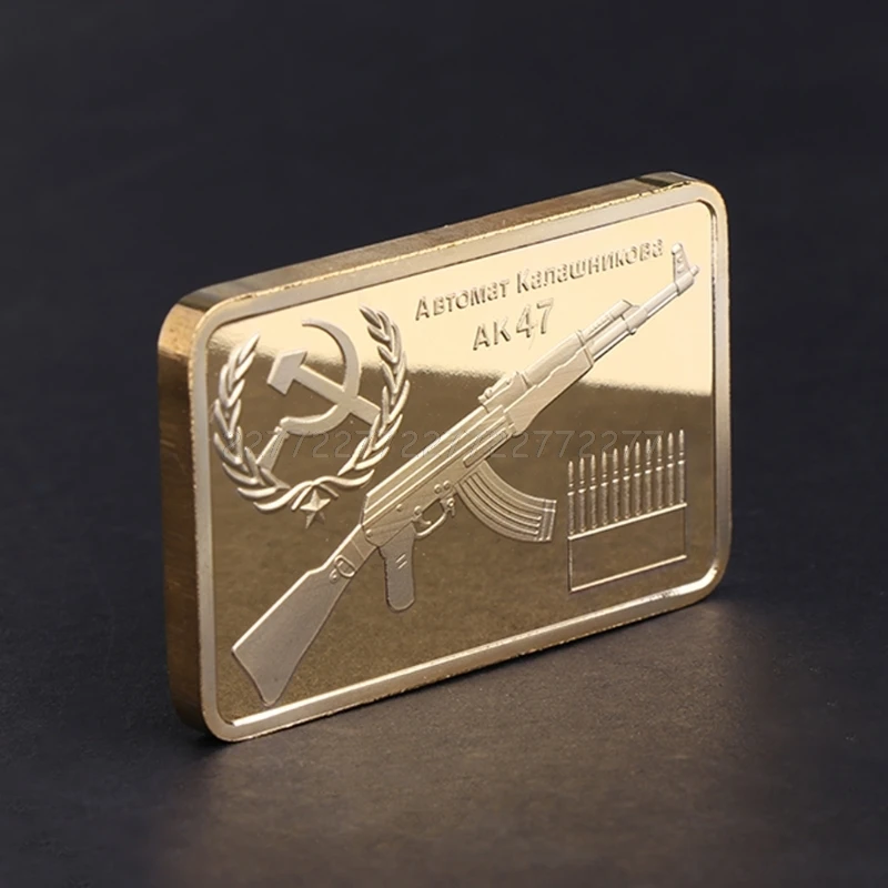 Памятная монета Tacticle AK 47 Золотой квадрат художественные подарки для коллекции сувенир для подарка N24 Прямая поставка