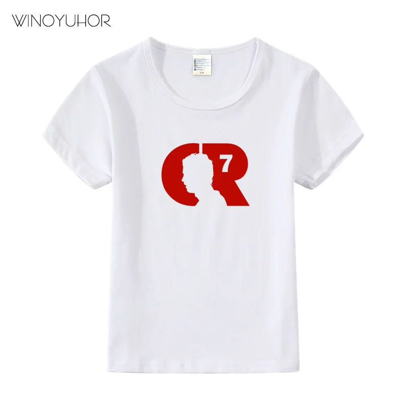 Kids CR7 Cristiano Ronaldo Print T-shirt Clothes Summer Casual Short Sleeve T Shirt Boys Girl Football Tshirt Cool Tee Tops - Цвет: White