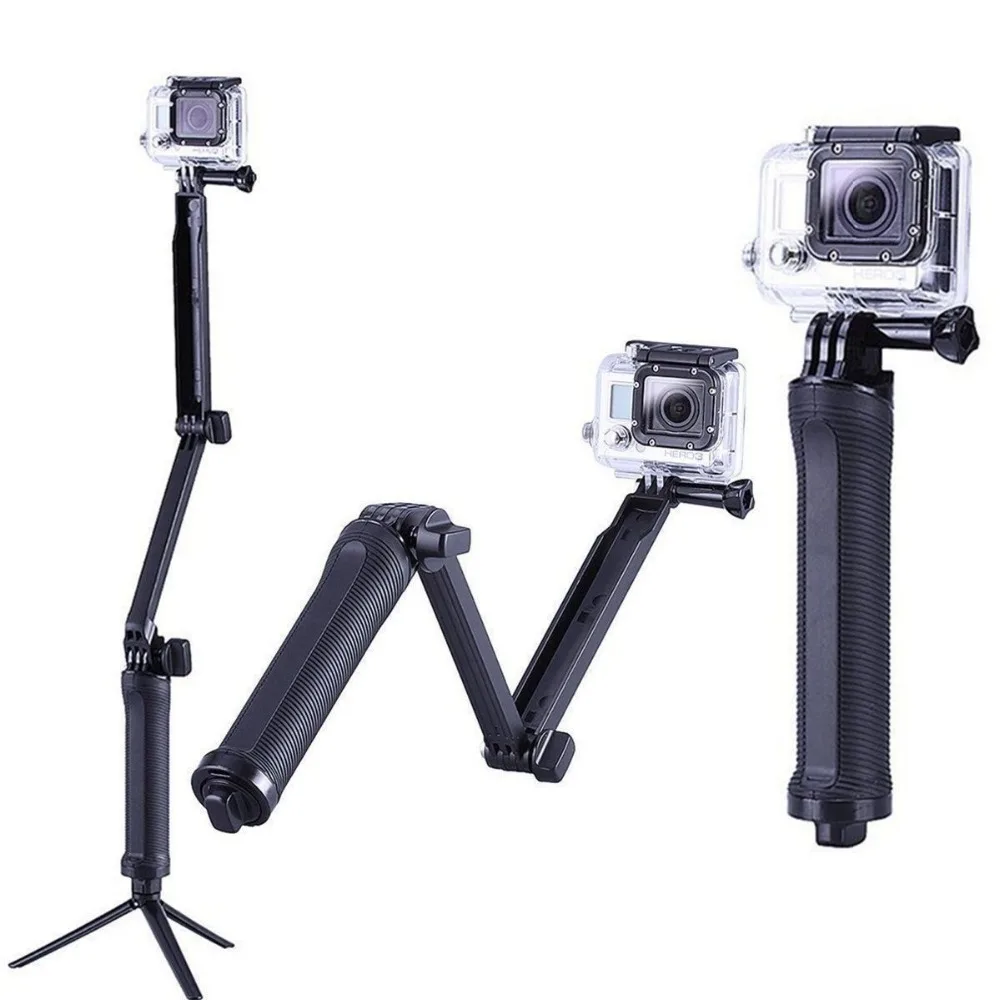  3 Way Monopod GoPro Monopod Collapsible Mount Camera Grip Extension Arm Tripod Stand for Gopro Hero