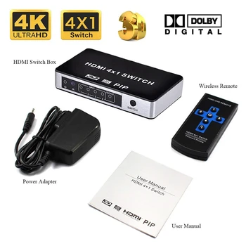 

Navceker ZY-HS14B 4K HDMI Switch Splitter PIP 4x1 HDMI PIP Switcher With IR Remote 4 Port Switch HDMI PIP For PS4 Apple TV