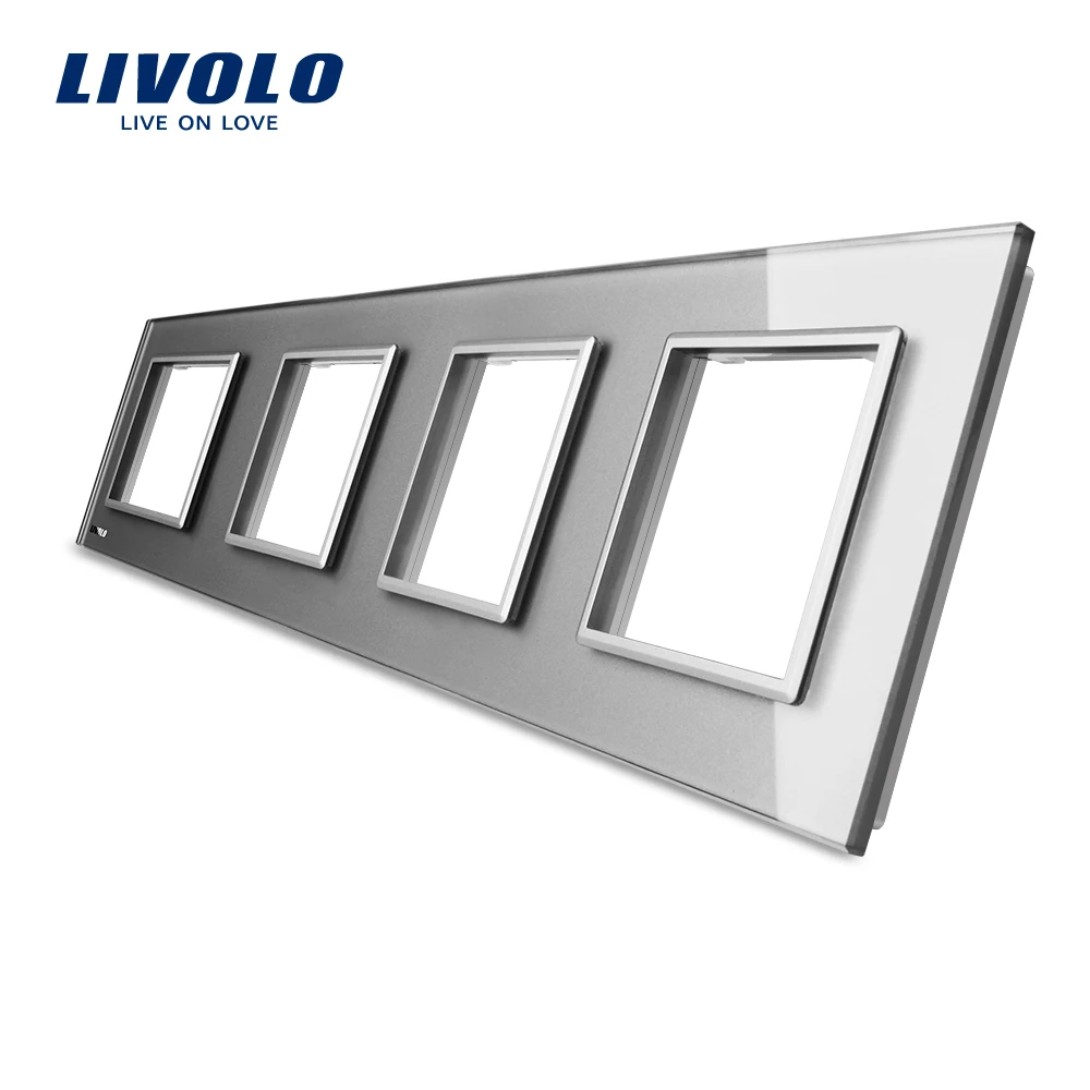 

Livolo Luxury White Crystal Glass Switch Panel, 294mm*80mm, EU standard,Quadruple Glass Panel For Wall Socket C7-4SR-11