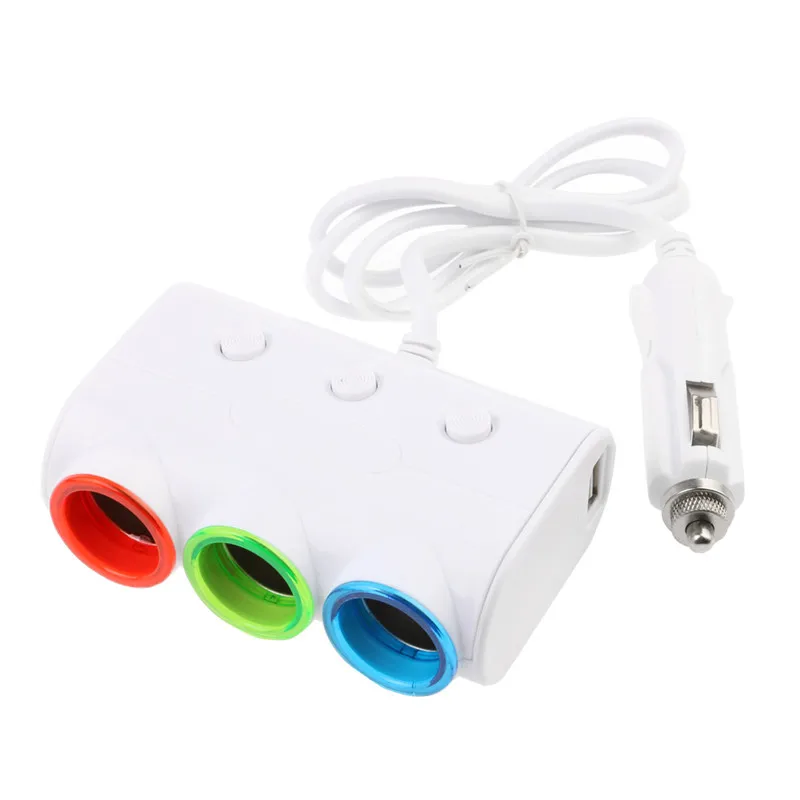 New 3 1a 2 Usb 3 Way Multi Socket Car Charger Cigarette