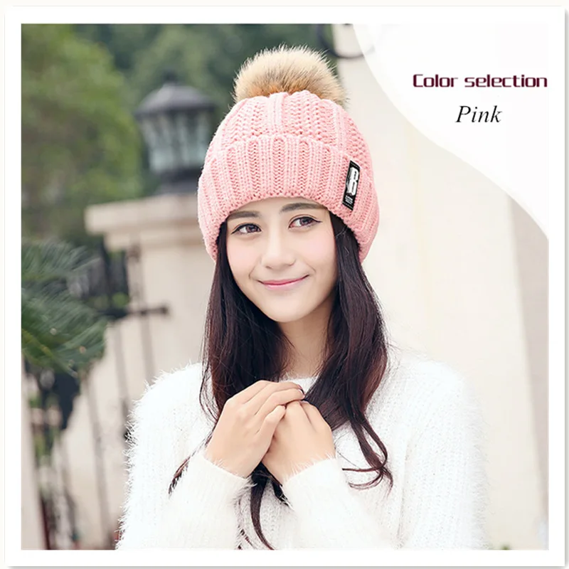 

Winter Spring Skullies & Beanies New Thickened Wool Cotton Hat Fashion Casual Novelty Solid Color Acrylic Cap For Women