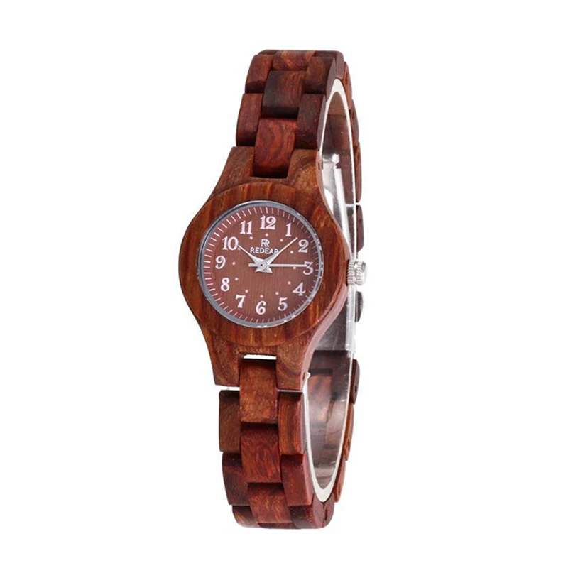 

Retro Women's Watch Fashion Personality Wooden Quartz Wristwatches Dial Red Sandalwood Watches Girl Gift Free Shipping Sale