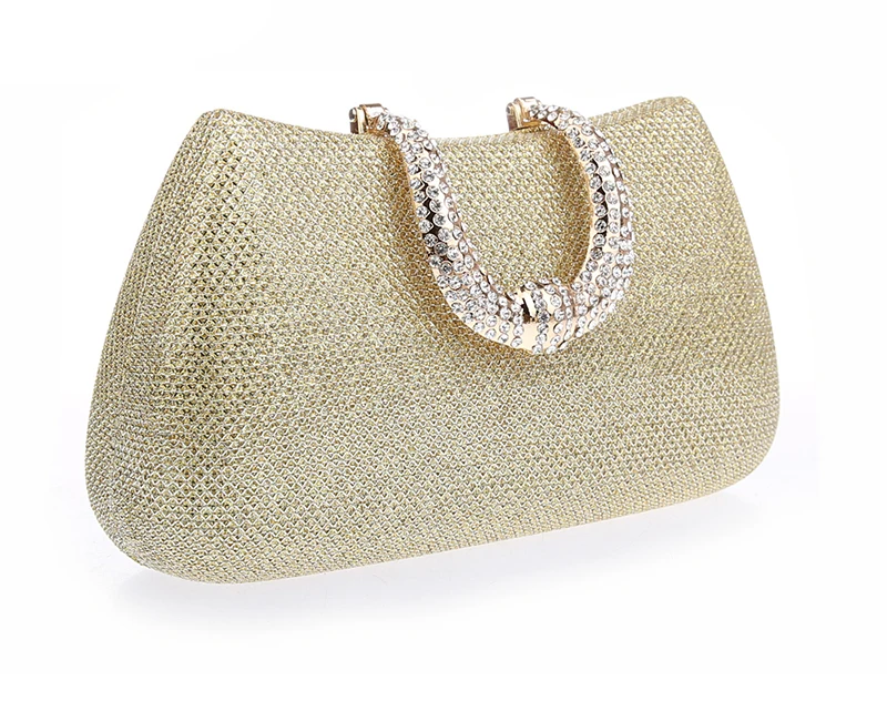 Luxy Moon Gold Shiny Clutch Side View