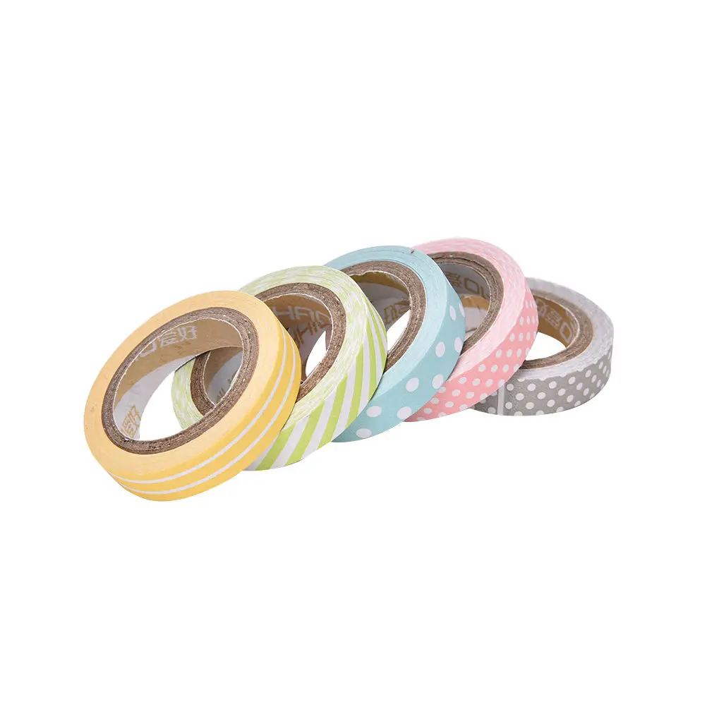 (5pcs/set) 5M x 8mm Color Paper Tapes DIY Handmade Decorative Colored